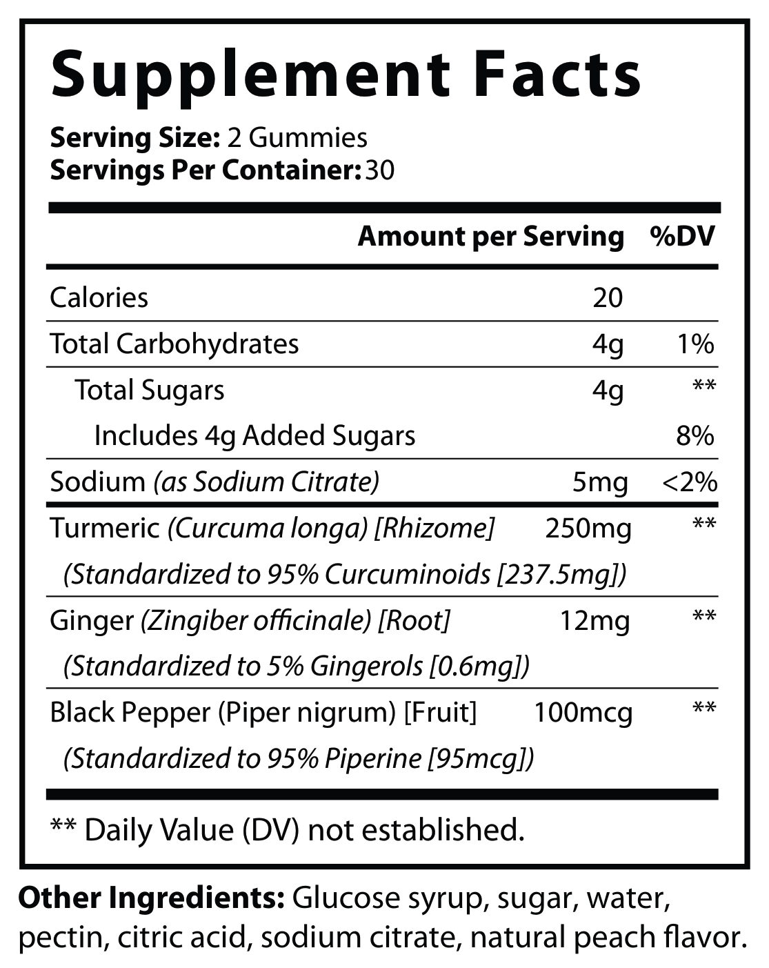 Turmeric Gummies - Supplement Facts panel