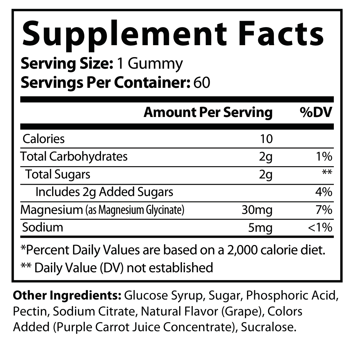 Premium Magnesium Glycinate Gummies - Supplement Facts panel