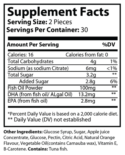 Omega 3 Gummies - Supplement Facts panel