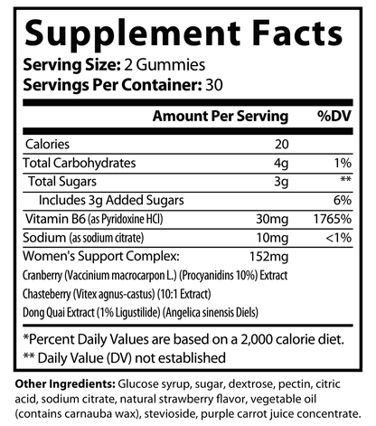 Premium Women's Hormonal Support Gummies - Supplement Facts panel