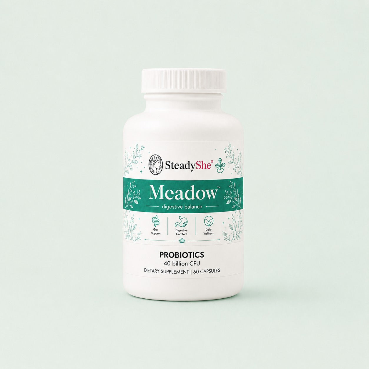 SteadyShe Meadow – Probiotics 40 billion CFU dietary supplement, 60 capsules