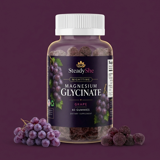SteadyShe Nighttime Magnesium Glycinate Gummies — bottle front