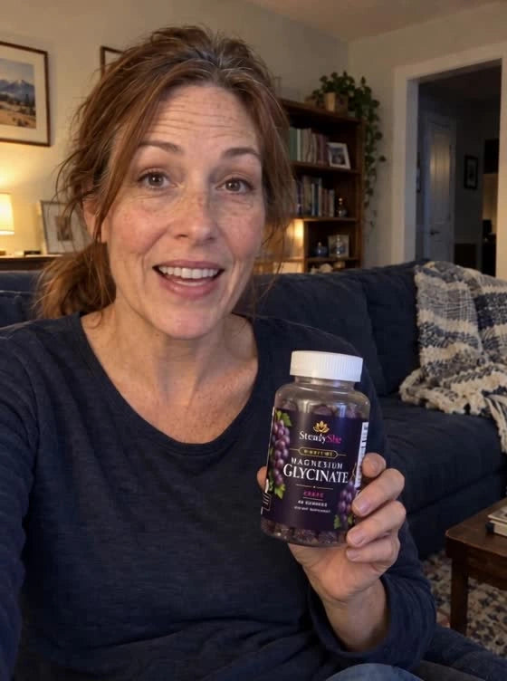 A woman sharing her nighttime routine in a casual phone video